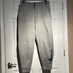 Nike Men’s Gray Joggers with Black Swoosh